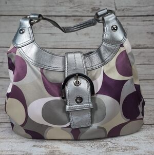 Coach Op Art Scarf Print Large Shoulder Bag Purse